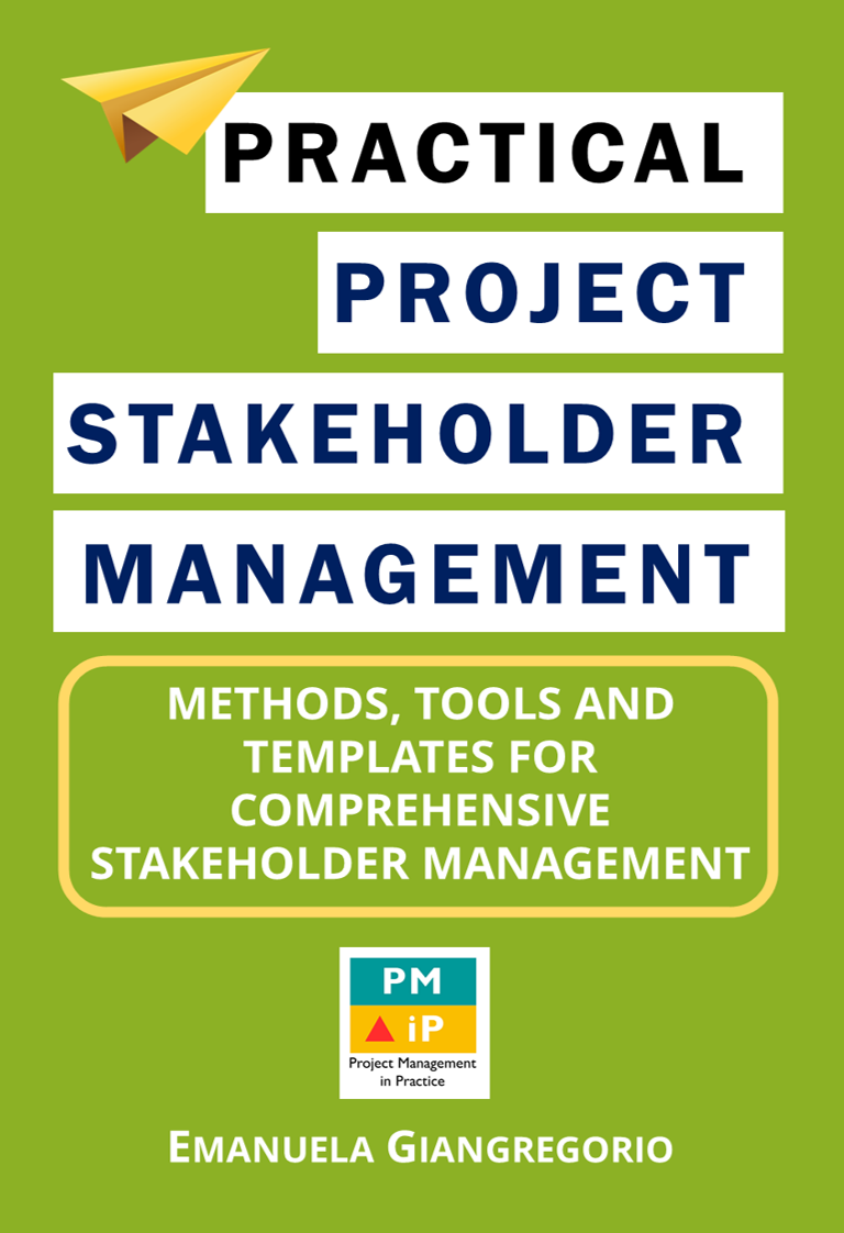 Front cover of Practical Project Stakeholder Management Book green background with PMiP logo