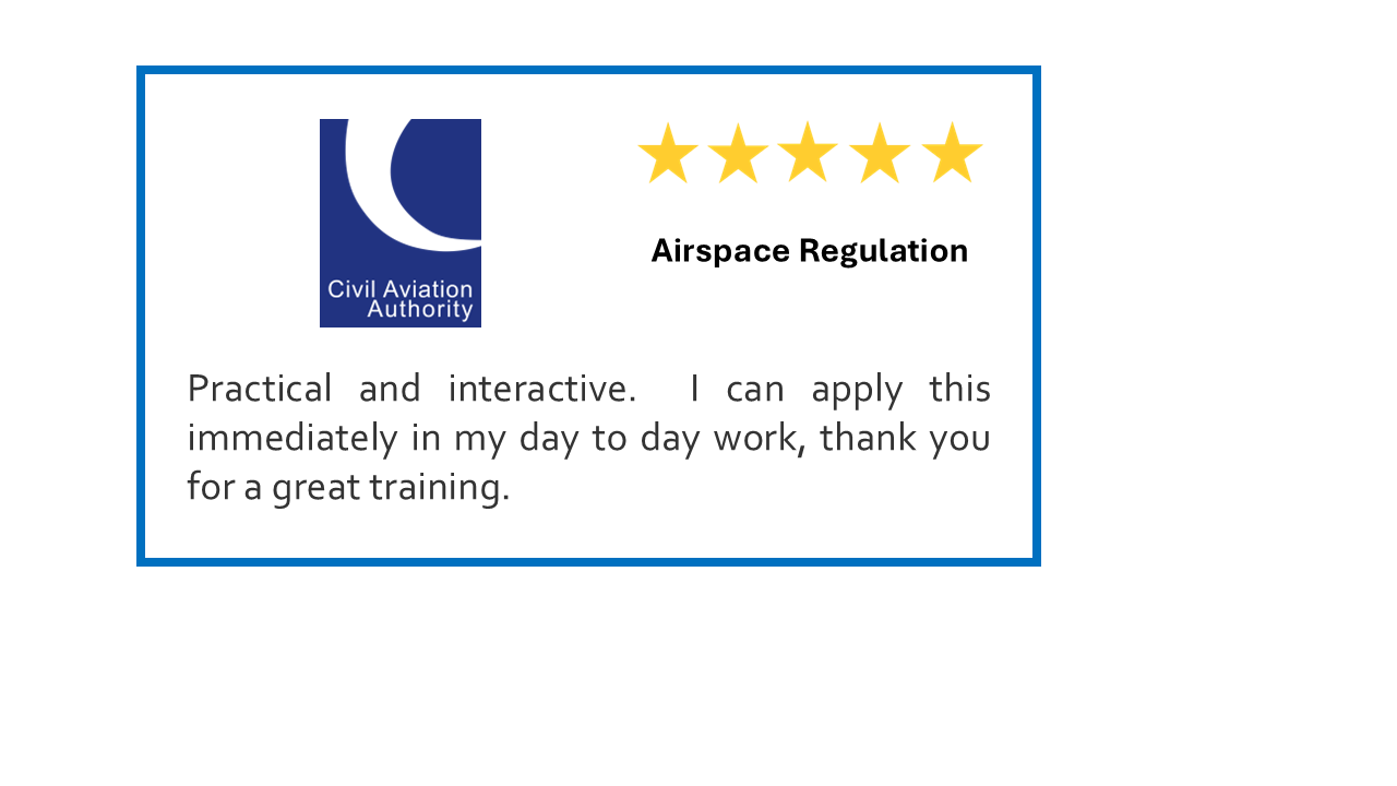 Testimonial from the Civil Aviation Authority about a training event