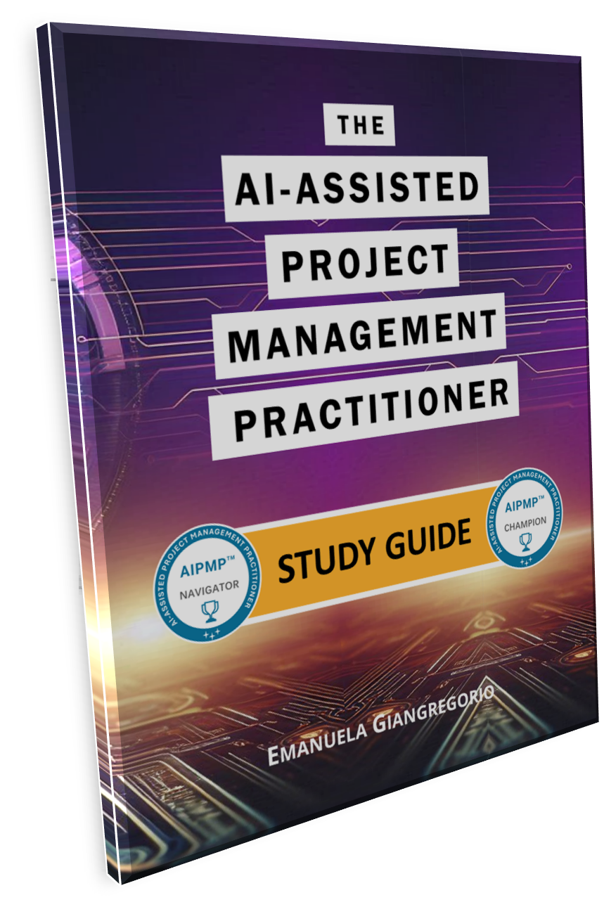 3D book cover of the AI-Assisted Project Management Practitioner Study Guide